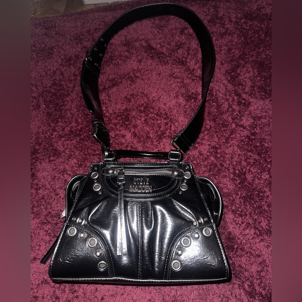 Brand New Black Leather Steve Madden Shoulder Cross Body Bag